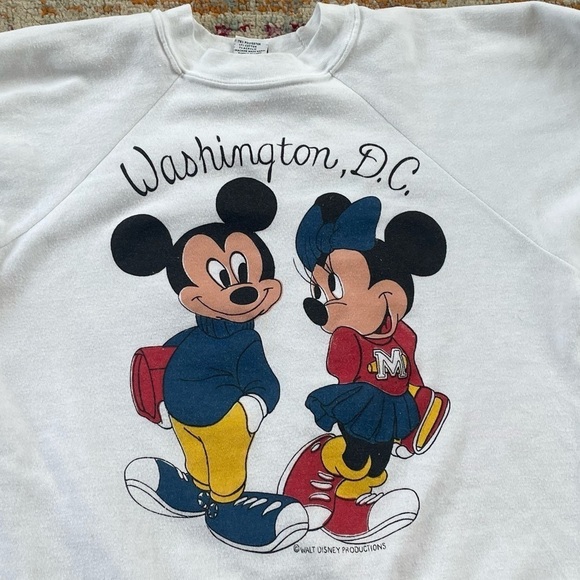 Vintage Mickey Mouse and Minnie Mouse Washington DC Cartoon 1980s Sweatshirt - Picture 3 of 7